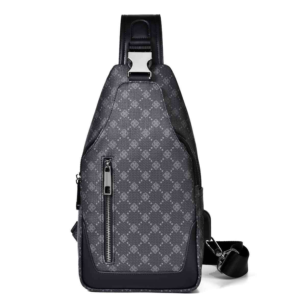 Men's Classic Monogram Crossbody Sling Bag with USB Port