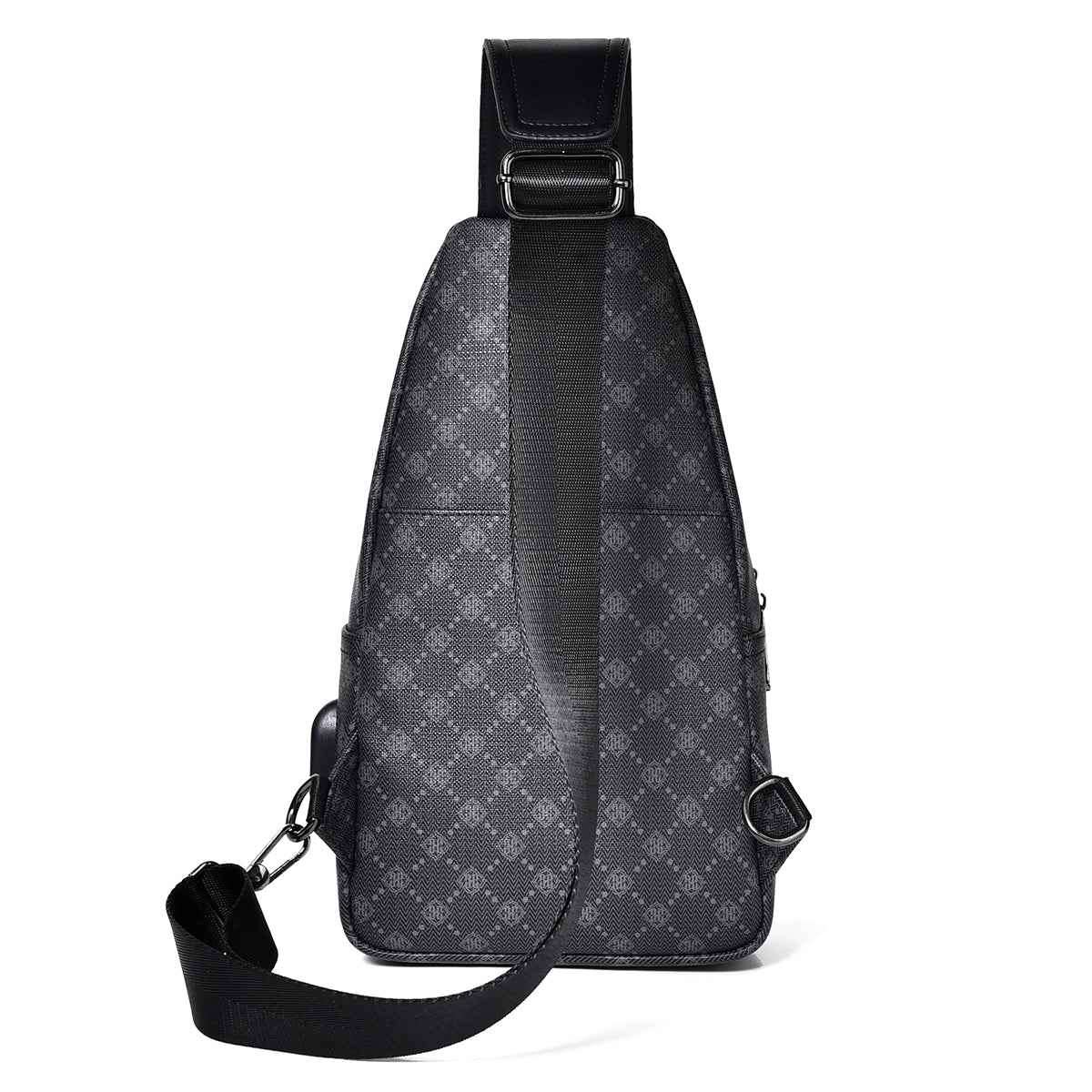 Men's Classic Monogram Crossbody Sling Bag with USB Port