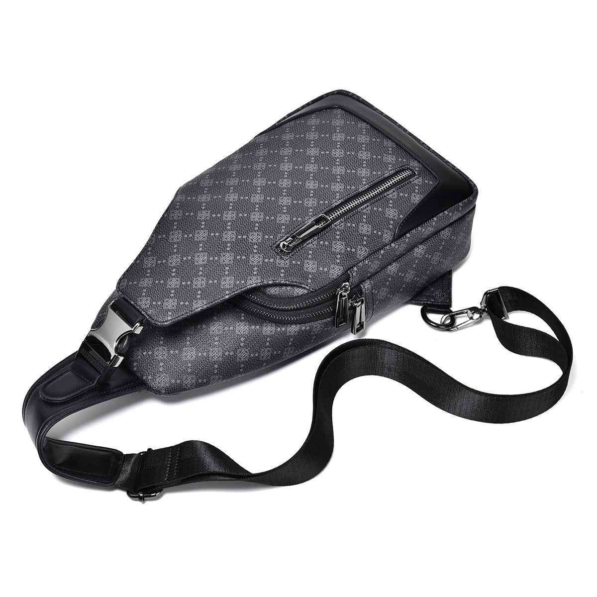 Men's Classic Monogram Crossbody Sling Bag with USB Port