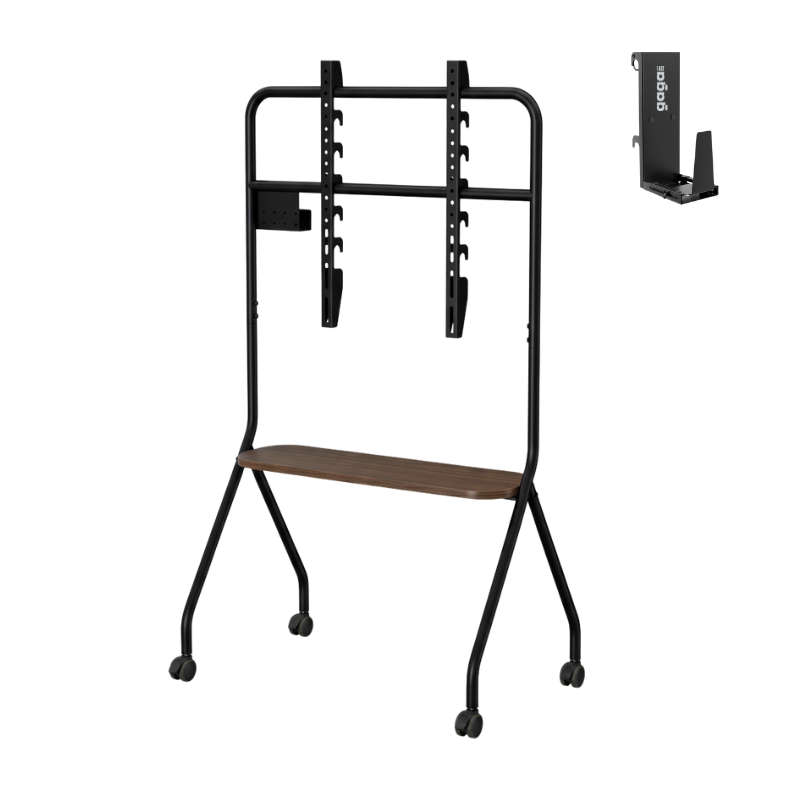 Mobile Shelving Floor TV Stand with Game Console Mount Lockable Wheels