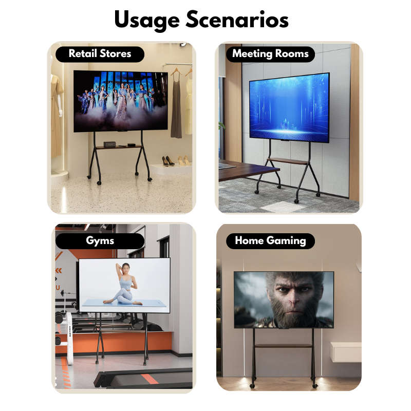 Mobile Shelving Floor TV Stand with Game Console Mount Lockable Wheels