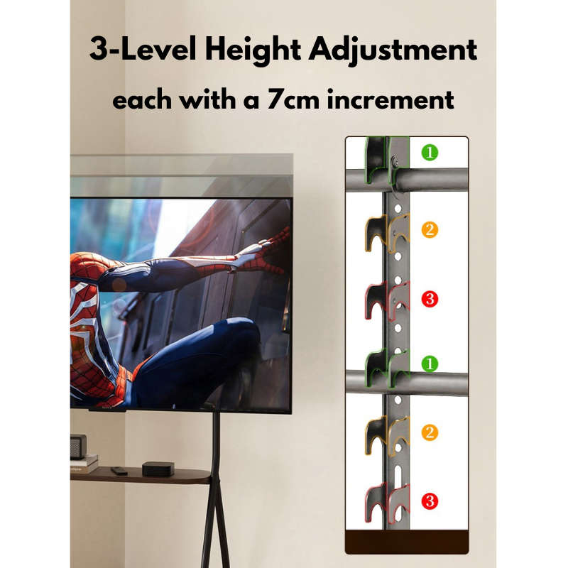 Mobile Shelving Floor TV Stand with Game Console Mount Lockable Wheels