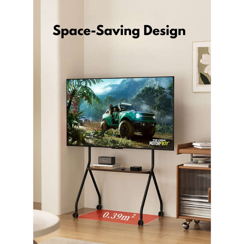 Mobile Shelving Floor TV Stand with Game Console Mount Lockable Wheels