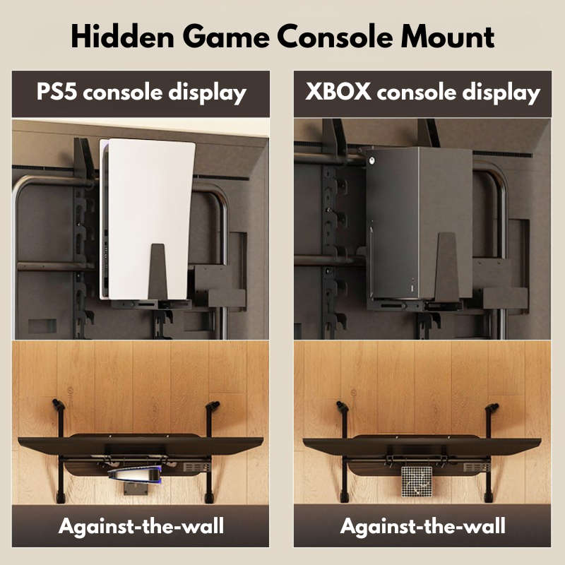 Mobile Shelving Floor TV Stand with Game Console Mount Lockable Wheels