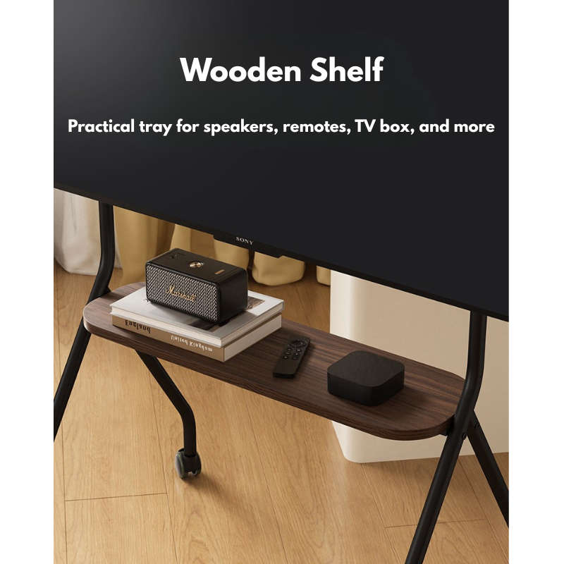 Mobile Shelving Floor TV Stand with Game Console Mount Lockable Wheels
