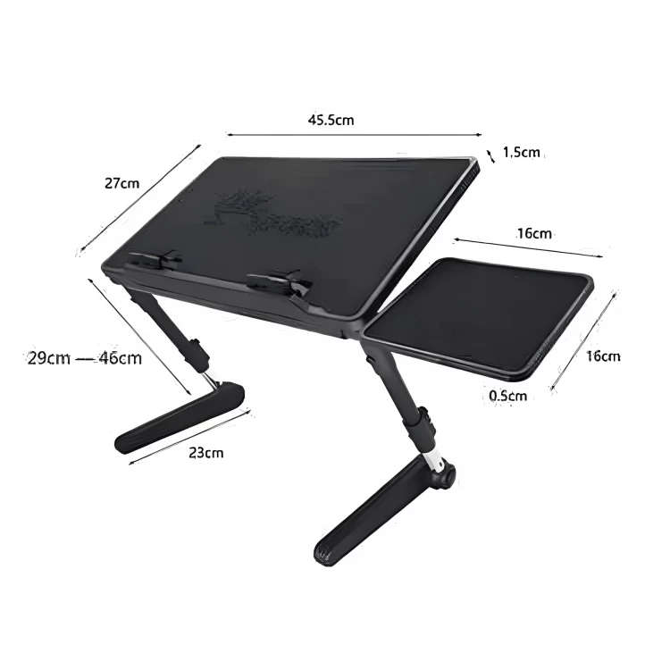 Air Space Adjustable Laptop Table Desk  Foldable Stand with Cooling Fan & Mouse Tray