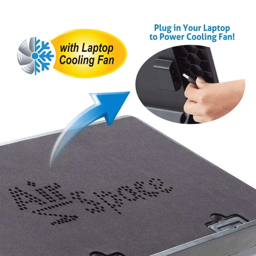Air Space Adjustable Laptop Table Desk  Foldable Stand with Cooling Fan & Mouse Tray