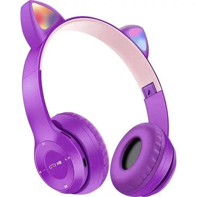 Cat Ears Bluetooth Headphones Wireless LED RGB Light Up