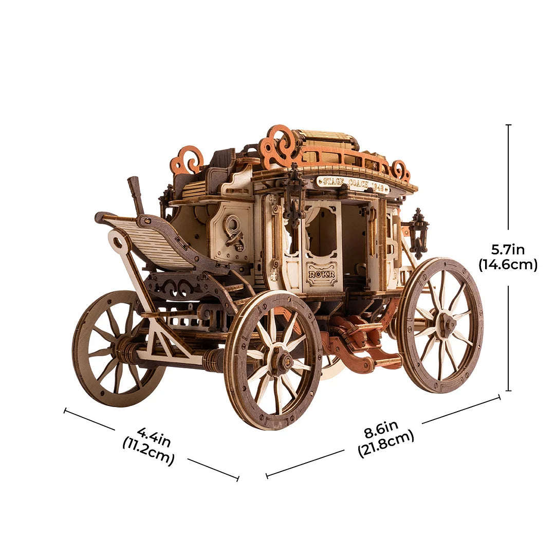 Robotime Stagecoach Mechanical Music Box 3D Wooden Puzzle