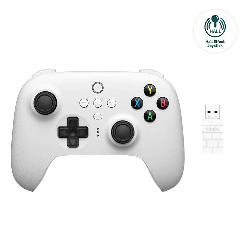 8BitDo Ultimate 2.4G Gaming Controller with Charging Dock (Hall Effect Joysticks) White