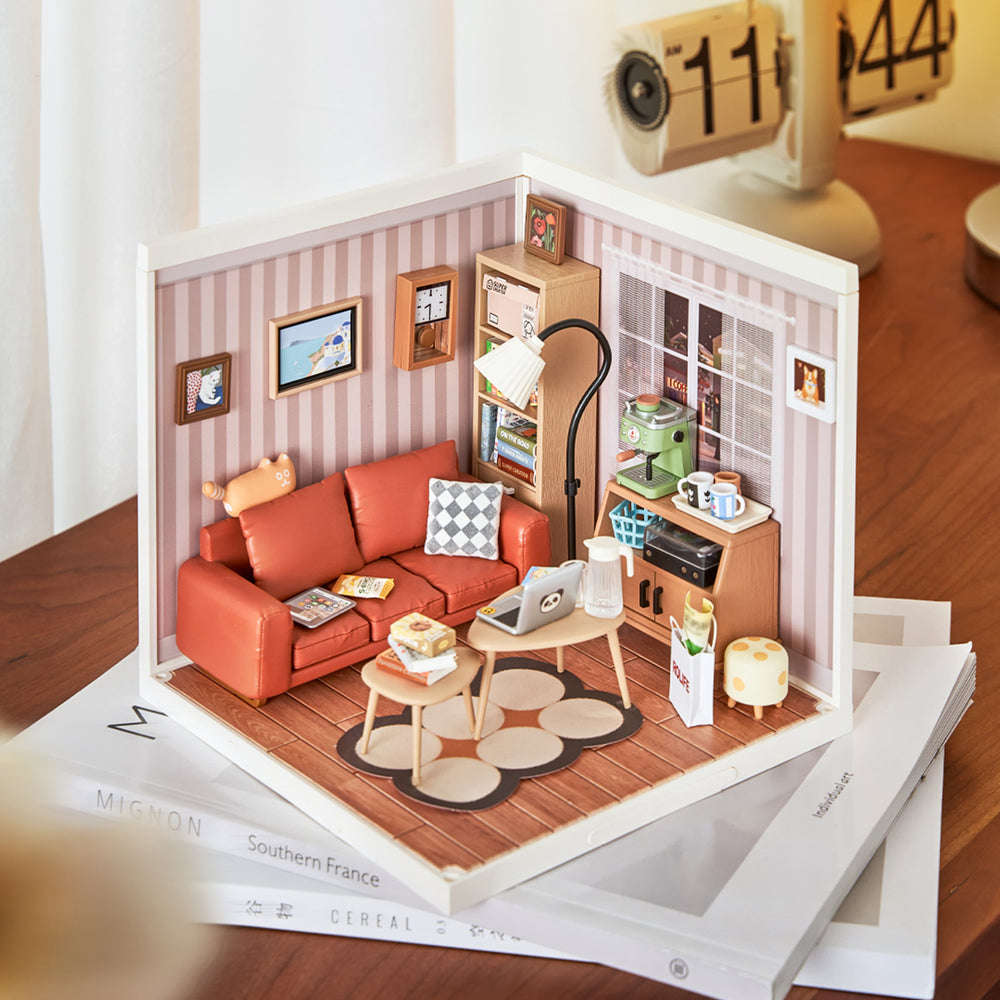 Robotime Cozy Living Lounge Super Creator DIY 3D Miniature House