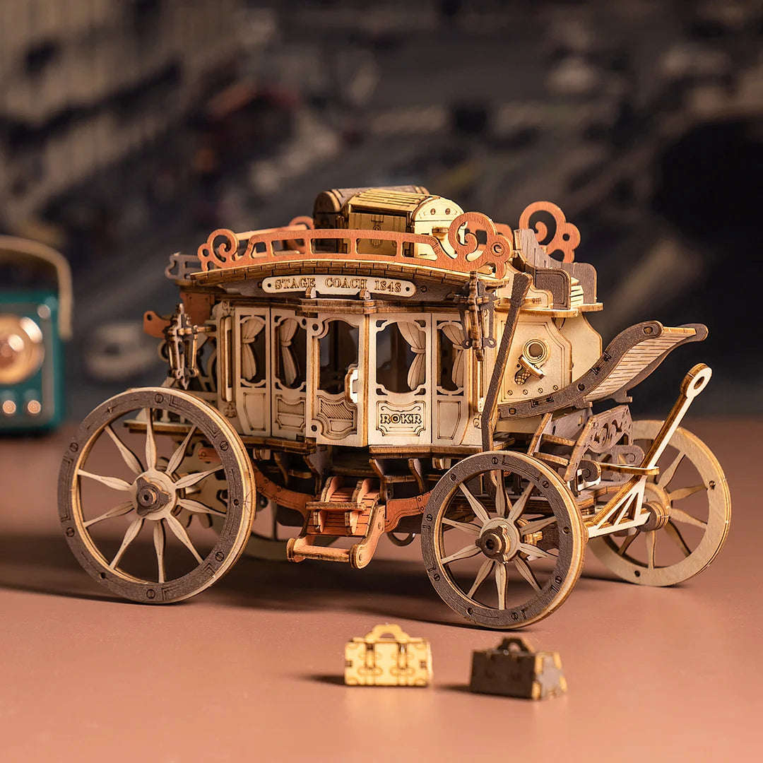 Robotime Stagecoach Mechanical Music Box 3D Wooden Puzzle