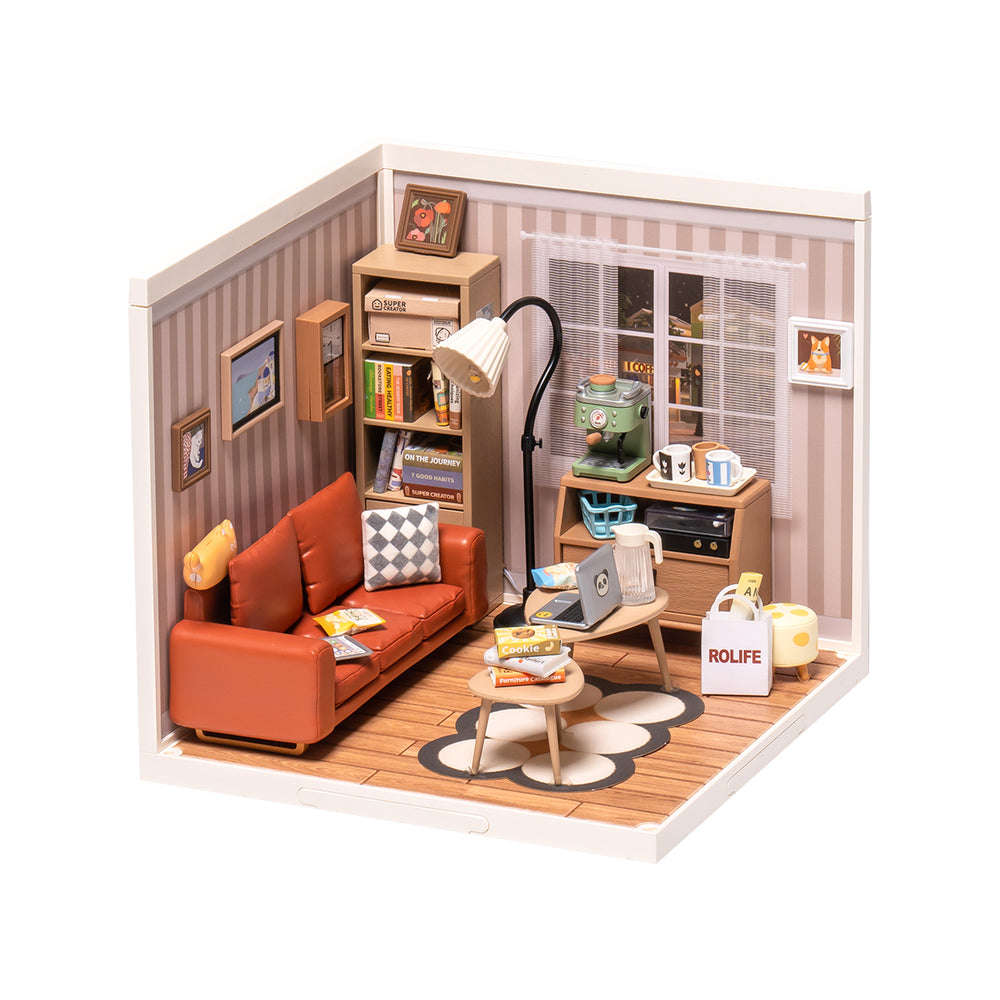Robotime Cozy Living Lounge Super Creator DIY 3D Miniature House