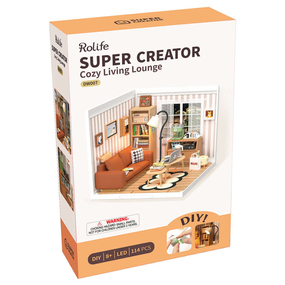 Robotime Cozy Living Lounge Super Creator DIY 3D Miniature House