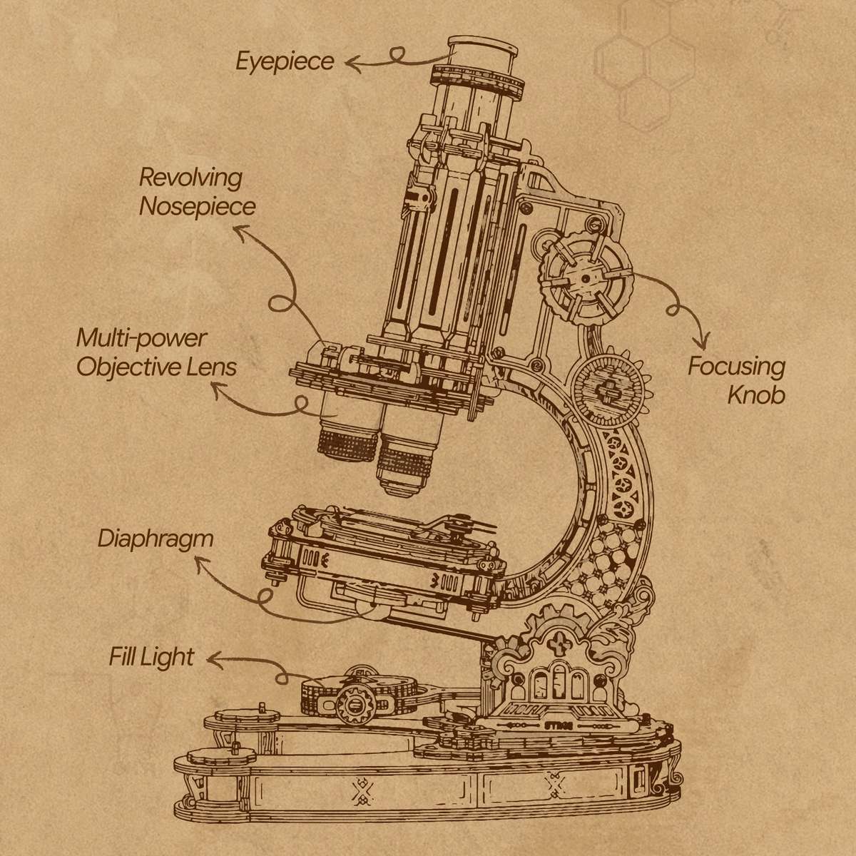 Robotime Microscope Mechanical Wooden DIY 3D Puzzle