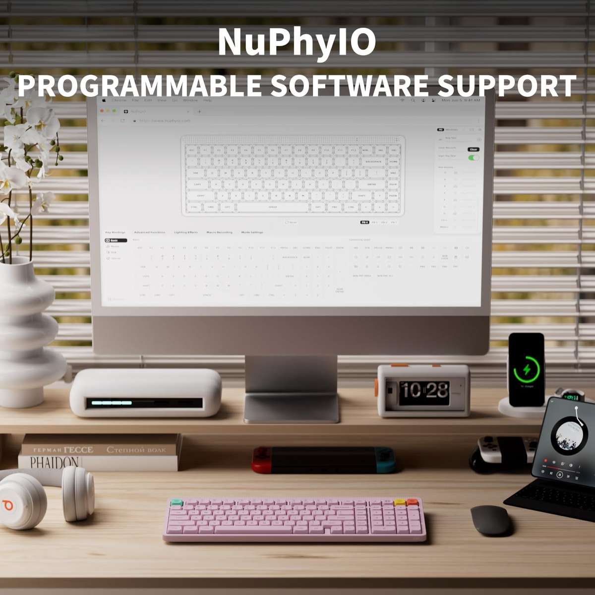 NuPhy Node 100 Low Profile Wireless Mechanical Keyboard Pink Blush Nano Switches