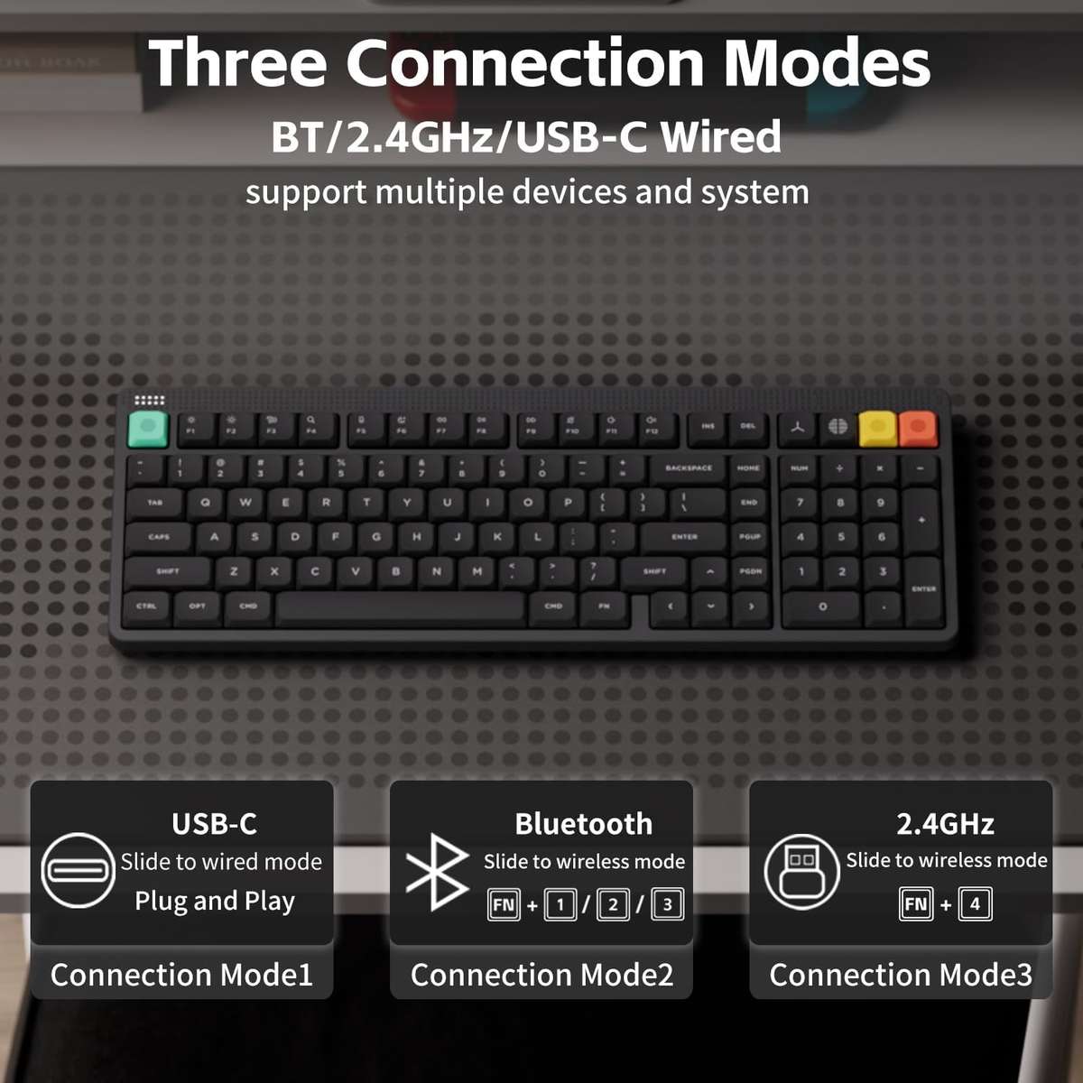 NuPhy Node 100 Low Profile Wireless Mechanical Keyboard Ink Gray Brown Nano Switches