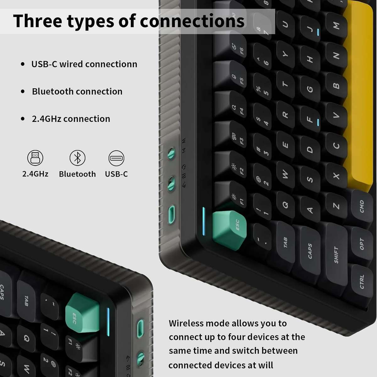 NuPhy Halo96 V2 Wireless Mechanical Keyboard (Blush Switches) Obsidian Black