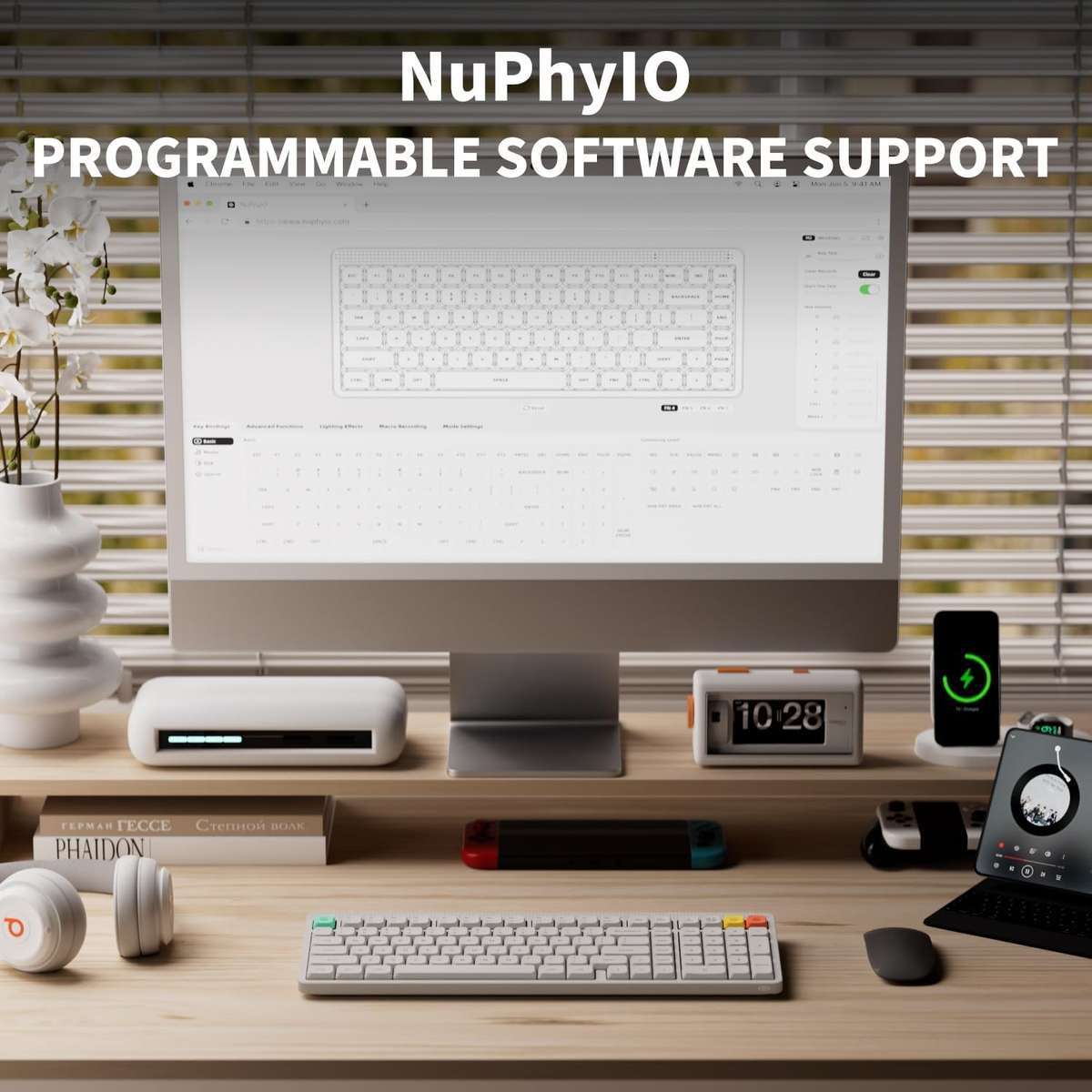 NuPhy Node 100 Low Profile Wireless Mechanical Keyboard Lunar White