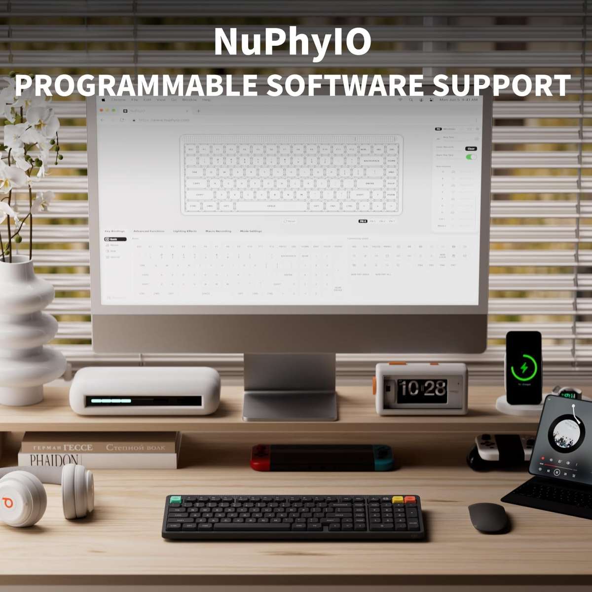 NuPhy Node 100 Low Profile Wireless Mechanical Keyboard Ink Gray Brown Nano Switches