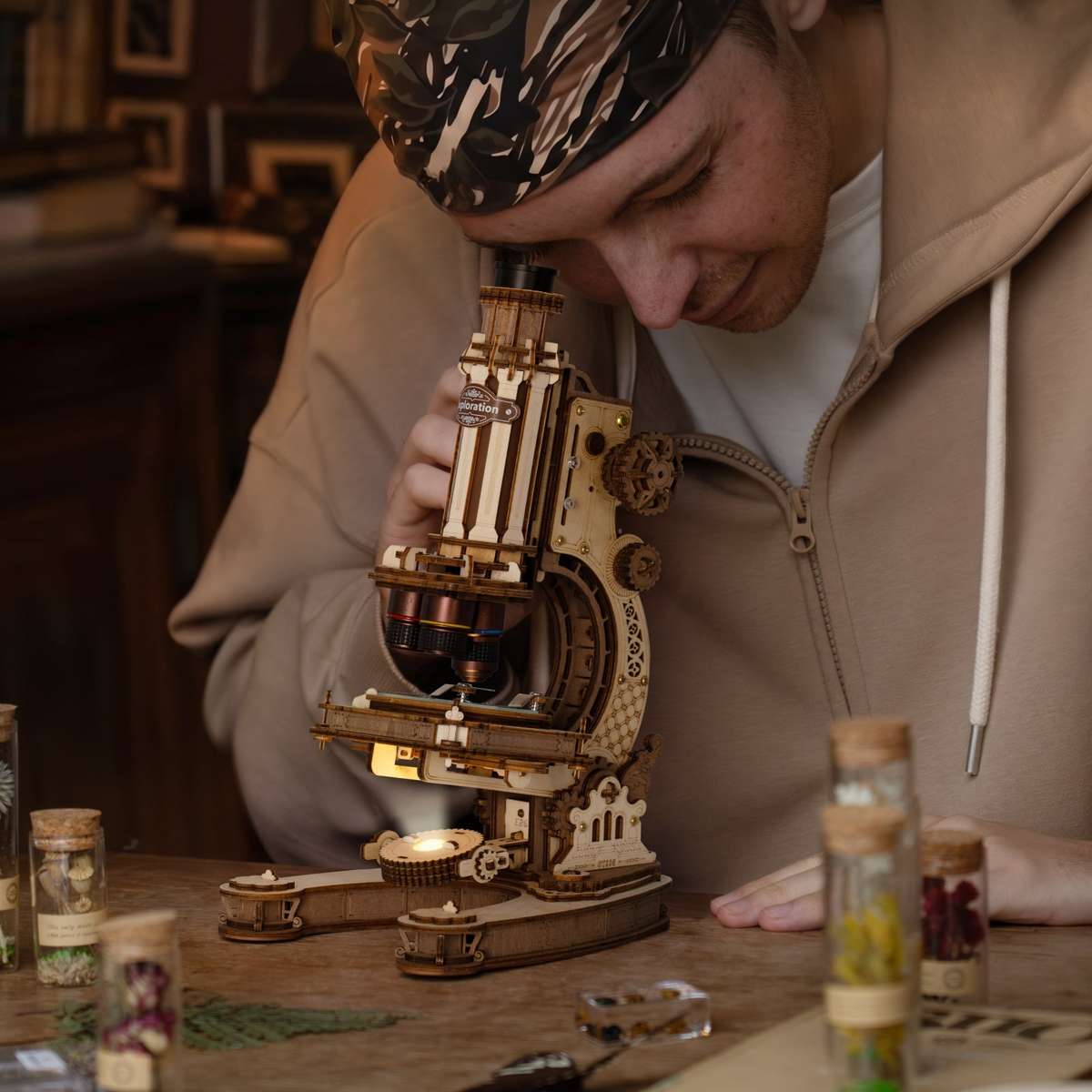 Robotime Microscope Mechanical Wooden DIY 3D Puzzle