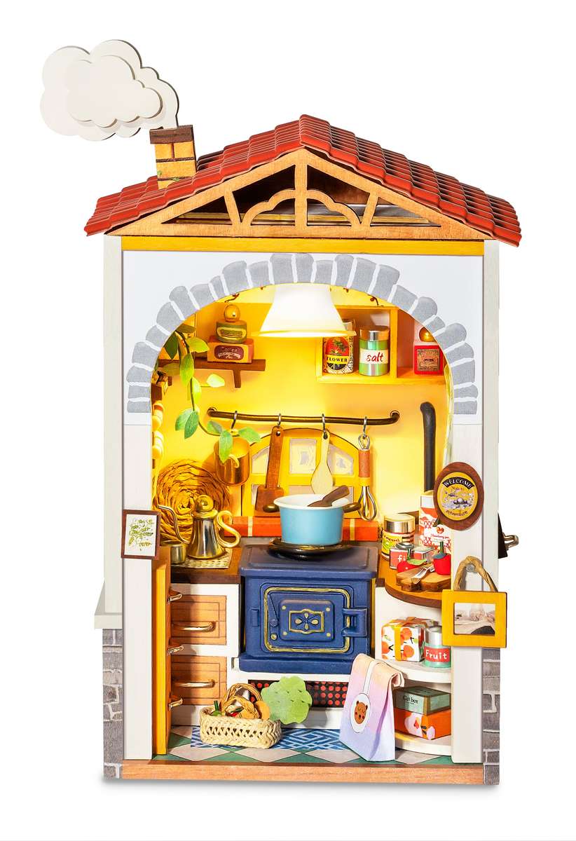 Robotime Mini Town Series Flavour Kitchen DIY Miniature Dollhouse Kit