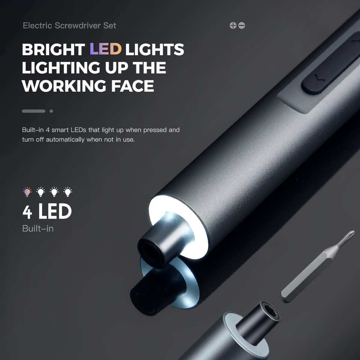 Electric Precision Screwdriver Kit 60 Pcs S2 Bits + USB-C Charging