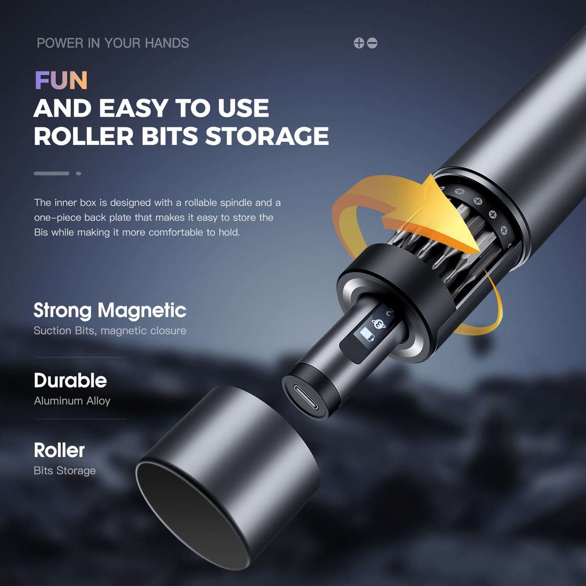 Electric Precision Screwdriver Kit 60 Pcs S2 Bits + USB-C Charging