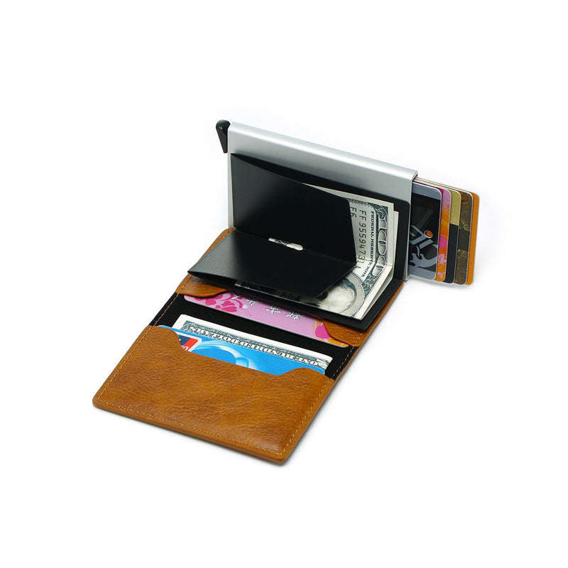 Credit Card Pop Up Wallet Light Brown