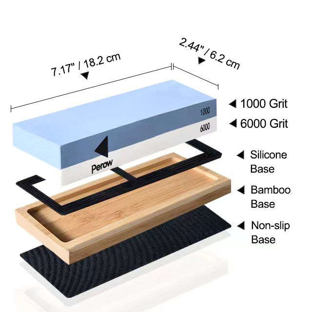 Knife Sharpening Whetstone 2 Sided 1000/6000 Grit With Slip-Resistant Base