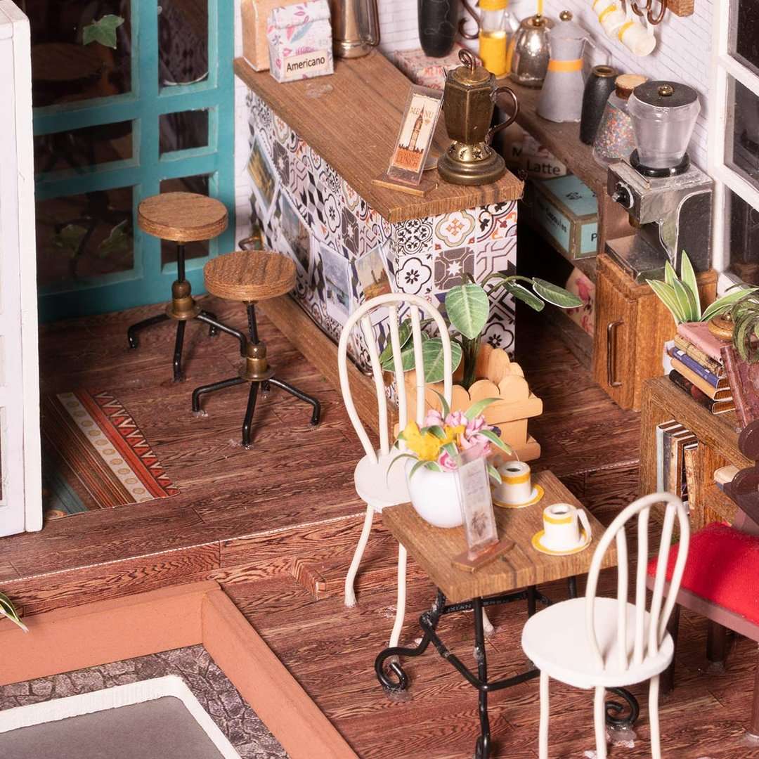 Robotime Simon's Coffee Shop DIY Miniature Dollhouse Kit