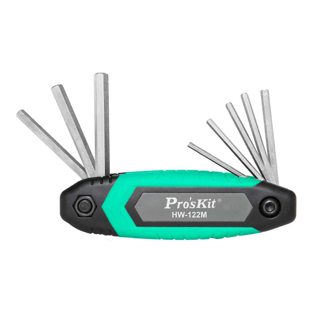 PROSKIT HW-122M FOLDING 8-PIECE METRIC HEX-KEY SET