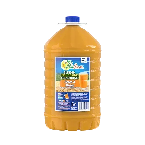 Vita Sun 2 X 5L Peach Mango 8% Blended Fruit Drink Concentrate 5 Liter (Sold 2 x 5L Per Case)