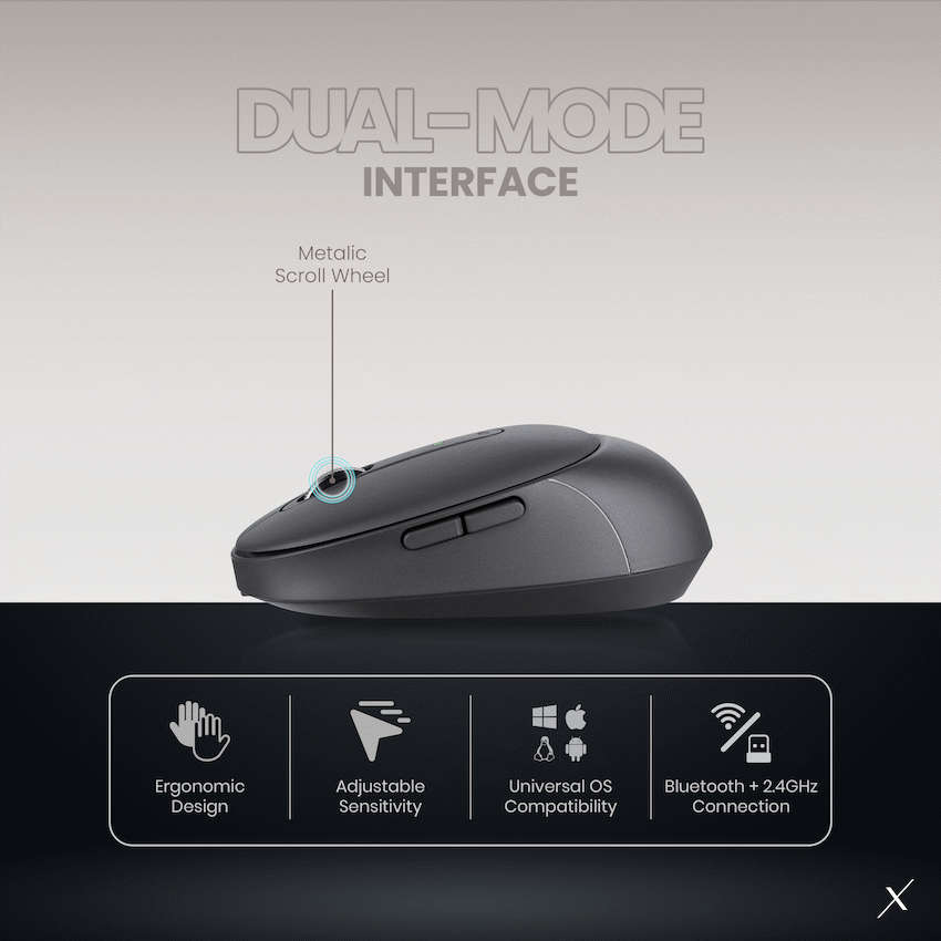 VolkanoX Crater Bluetooth Wireless Mouse - Graphite