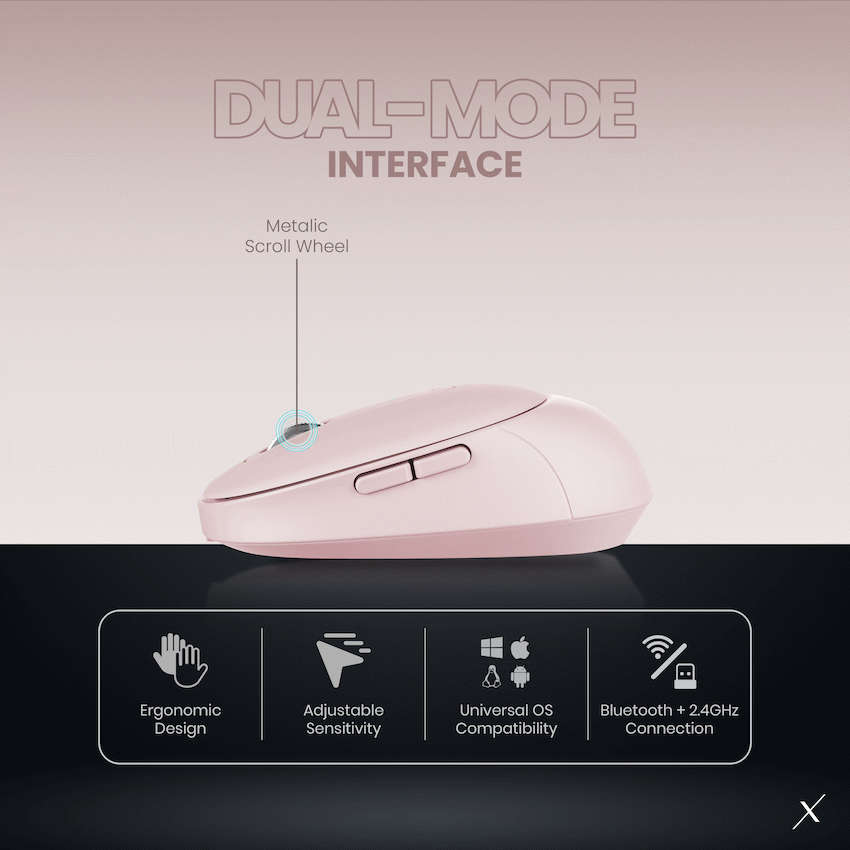 VolkanoX Crater Bluetooth Wireless Mouse - Rose