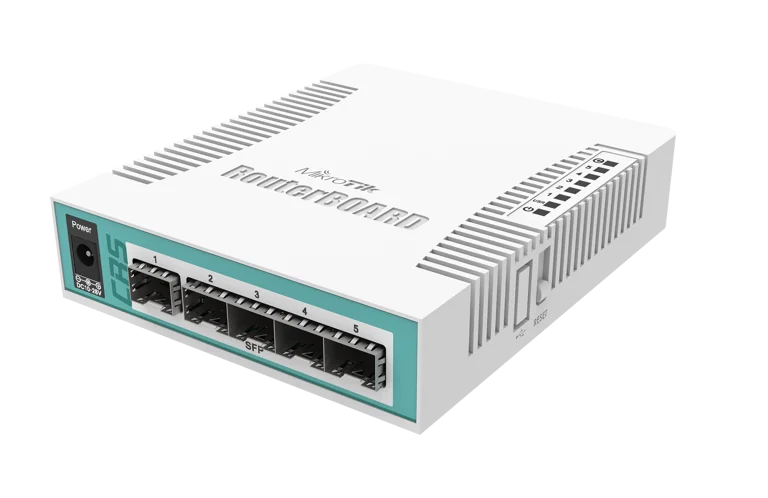 Mikrotik Cloud Router Switch 106-1C-5S with QCA8511 400MHz CPU, 128MB RAM, 1x Combo port (Gigabit...