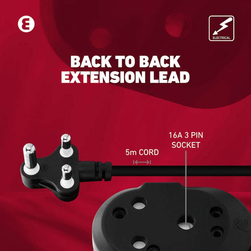 Ellies Back to Back Heavy Duty Extension Lead - 5m
