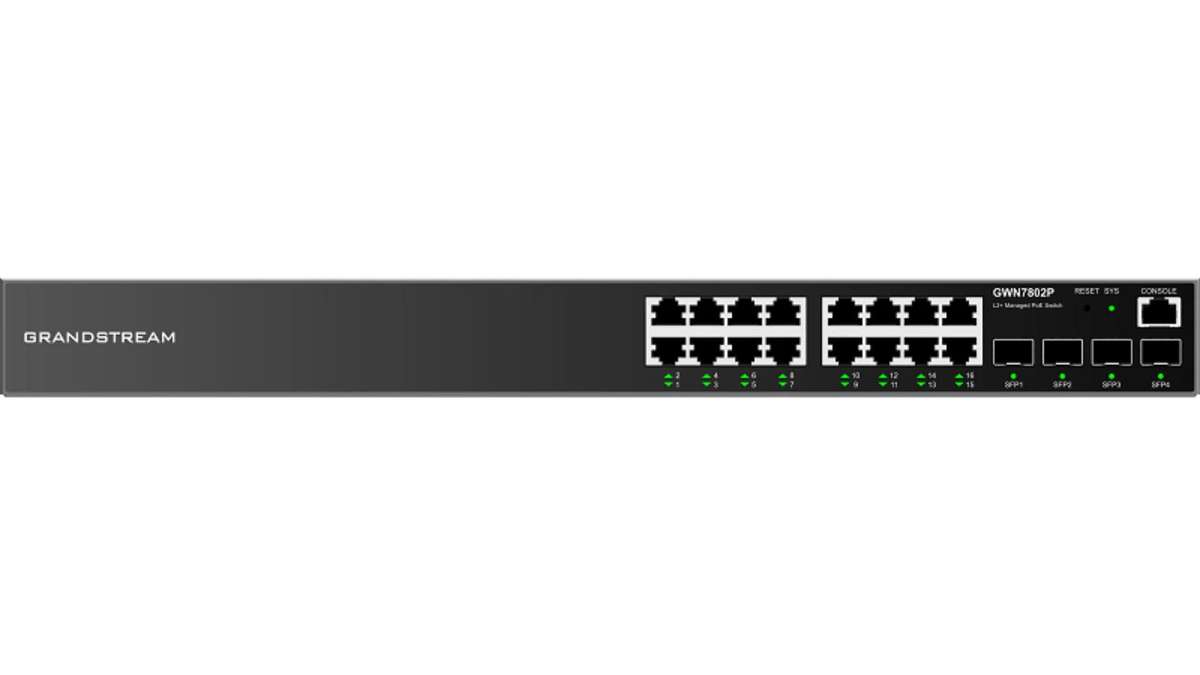 Grandstream Enterprise L2 16 port Managed GbE PoE+ Switch 240W | GWN7802P
