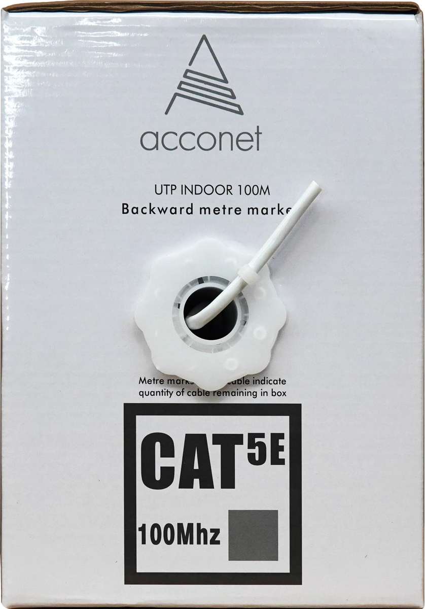 Acconet CAT5e Indoor Ethernet Cable 100m White CCA UTP Pull Box | CAT5-100