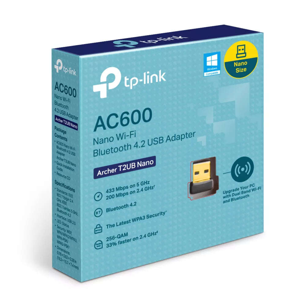 TP-Link AC600 Nano WiFi Bluetooth 4.2 USB Adapter | Archer T2UB Nano