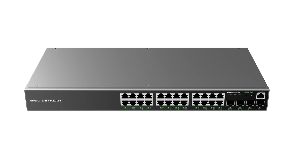 Grandstream Enterprise L2 24 port Managed GbE PoE+ Switch 370W | GWN7803P