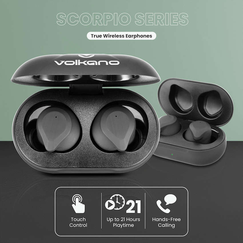 Volkano Scorpio Series True Wireless Earphones - Black