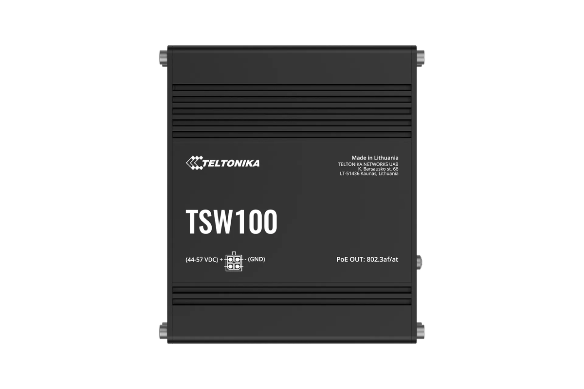 Teltonika Industrial Unmanaged 5 Port PoE+ Ethernet Switch | TSW100