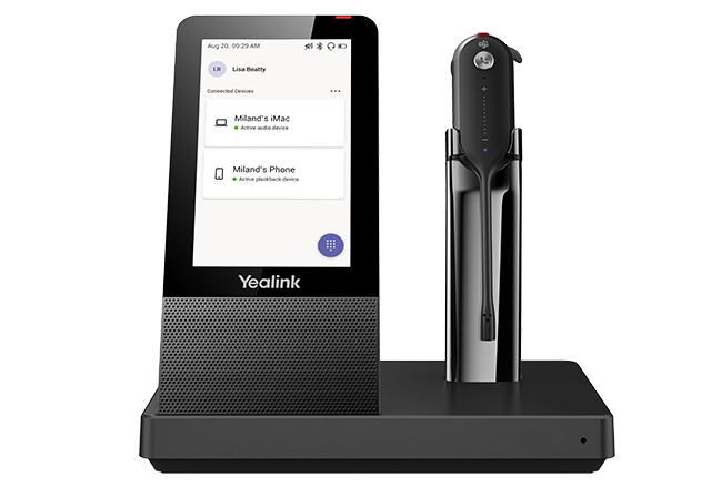 Yealink WH67 DECT Wireless Convertible Headset With Touch Screen Base Station