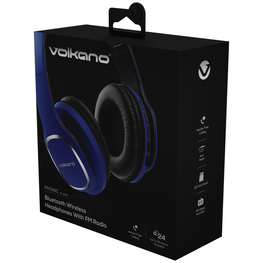 Volkano Phonic Series Bluetooth Full Size Headphones - Blue
