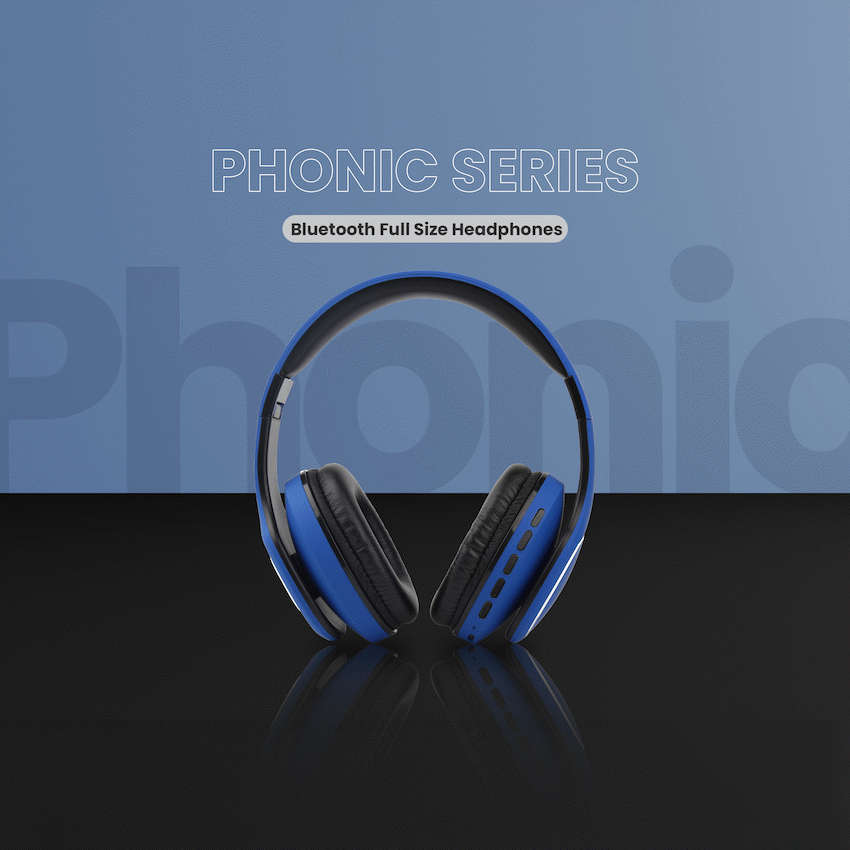Volkano Phonic Series Bluetooth Full Size Headphones - Blue