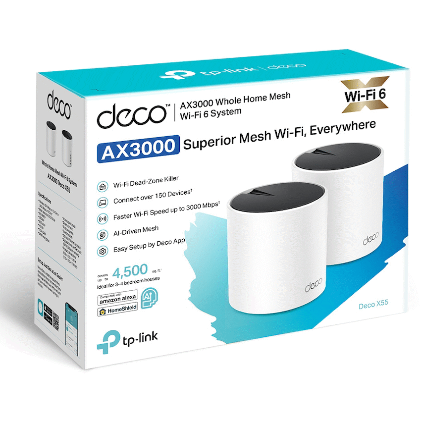 TP-Link Deco X55 (3-Pack) AX3000 Whole Home Mesh Wi-Fi 6 System
