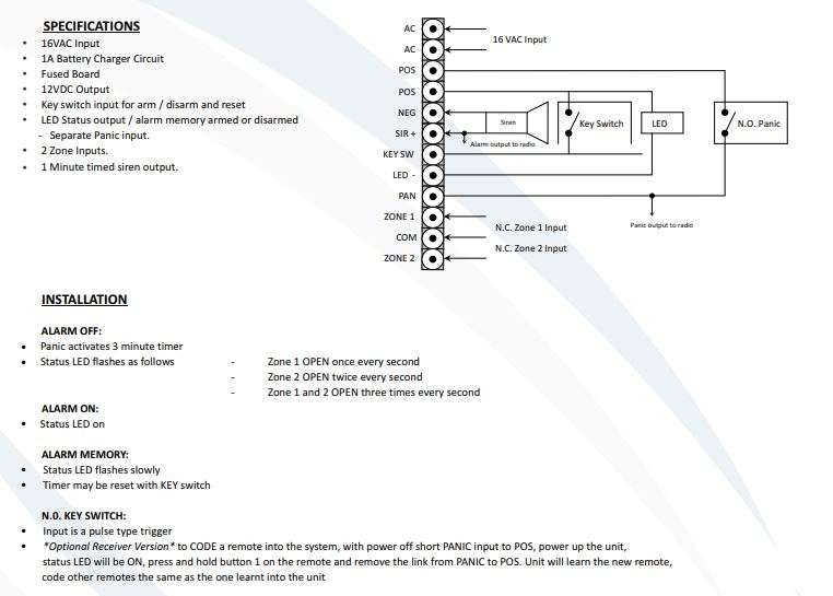 2-Zone Wired Alarm PCB