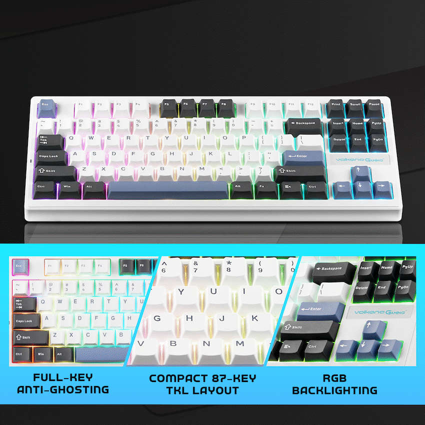 Volkano Gaming Obsidian X1 TKL Mechanical Tri-mode keyboard with Red switches