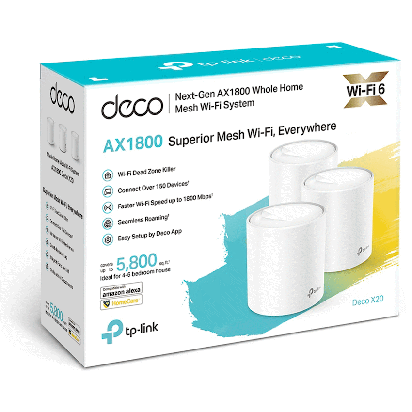 TP-Link Deco X10 (3-Pack) AX1500 Whole-Home Mesh Wi-Fi 6 System (Tri-Band)